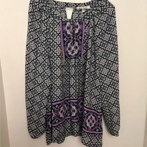 Black Rainn Geometric Blouse - Purple and Black